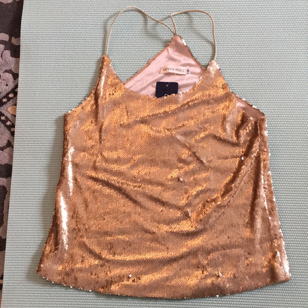 NWT Women’s M Gold Sequin Tank Top